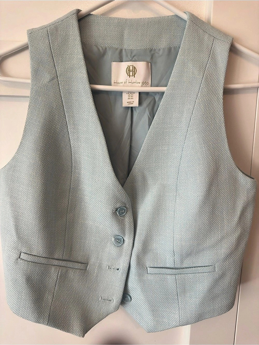 House of Harlow 1960 Women'Small Blue Cropped Vest Size Small Like New